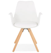 Stoel met armleuningen 'ZALIK' in wit Scandinavisch design